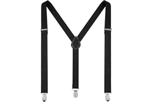 Gjinxi Męskie Wytrzymałe Szelki z 3 Mocnymi Klipsami - Ukryte Elastyczne Szelki Robocze w Jednolitym Kolorze, Regulowane, Czarne, 100 cm