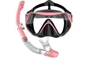 BUYCARD Snorkel Set Adults,Snorkel Mask Set Suitable For Snorkeling Diving Swimming,Scuba Snorkelling Packages,Anti-Fog 180° Panoramic View Swimming Goggles.