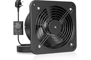 HG Power 200mm Kitchen Extractor Fan 980m³/h | Quiet Wall Ventilation Fan with Speed Controller, UK Plug, Exhaust Fan with Backdraft Damper for Bathroom, Kitchen, Garage – Black