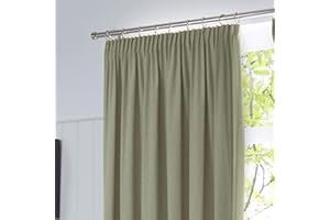 Fusion - Sage Green Blackout Curtains W90 x L72x (229 x 183cm) - Pencil Pleat Curtains in Green - 2x Panels - Thermal Curtains for Bedroom & Living Room - Pleated Curtains and Drapes in Light Green
