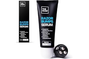 The Man Razor Bumps Serum – inåtväxande hårbehandling för män – rakhyvelbulbehandling för män – ansikte och kropp efter rakning och brännbehandling av rakhyvel – metallrulle på lugnar huden och lugnar