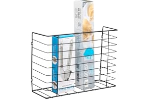Lonian Kitchen Wrap Organizer Rack, Cupboard Door/Cabinet Door/Pantry Door/Wall Mounted Hanging Storage Basket for Cutting Board Holder, Tin Foil, Wax Paper and More