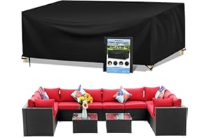 Wanocean Garden Furniture set Covers,Extra Large Outdoor Patio Furniture Cover 350x260x90cm Waterproof 420D Oxford Anti-UV Tear-Resistant Rectangular Rattan Furniture Covers
