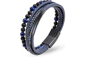 JUZICHEN Skórzane bransoletki męskie, 19 cm, 21 cm, 23 cm, skórzana bransoletka