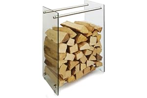 Firewood Rack Firewood Rack Firewood Stand 12 mm Safety Glass - Wood Storage Wood Stand Firewood Rack Glass Firewood Rack Firewood Holder Clear 350 mm x 400 mm x 600 mm (L x W x H)