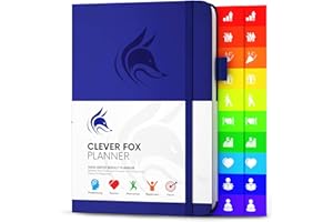 Planificateur Clever Fox - Agenda Personnel pour Booster Productivité, Motivation, Attention, Bonheur de Vie, Succès et Atteindre vos Objectifs – Journal du Quotidien et Hebdomadaire - Bleu Royal