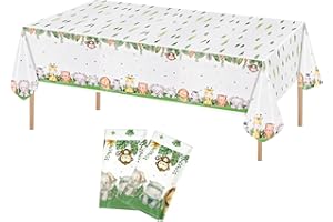 Xzeemo Confezione da 2 Tovaglia a Tema Animale per Bambini, Tovaglia Usa e Getta Rettangolare, Tovaglie Impermeabile in Plastica, per Interni ed Esterni Feste Party Picnic Compleanno (108 x 180 cm)