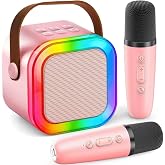 &Ccedil;ocuklar Yetişkinler i&ccedil;in Karaoke Makinesi, 2 Kablosuz Mikrofonlu Taşınabilir Mini Bluetooth Hoparl&ouml;r, LED Işıklar, Aile Ev P