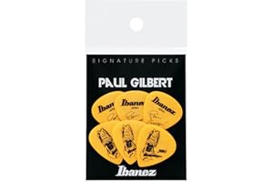 IBANEZ Paul Gilbert Signature Pick, Short Teardrop shape, Heavy (1.0mm), Polyacetal, Color: Yellow, 6-Pack
