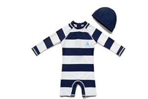 BONVERANO Traje de baño para bebé niño Trajes de baño de una Pieza de Manga Larga Protección UV 50+ Trajes de baño con Cremallera