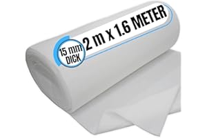 QOOLTEX Filterrolle 3,2qm - 2m x 1.6m -(15mm dicke)- Filtermatte weiß zuschneidbar - Luftfiltermatte Universal Filtervlies waschbar Abluftfilter Staubsaugerfilter