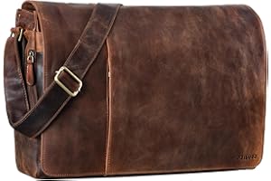 STILORD 'Maximus' XXL Ledertasche riesige Herren Umhängetasche Unitasche 17 18 19 21 Zoll Laptop Aktentasche Bürotasche Büffel Leder, Farbe:kansas - braun