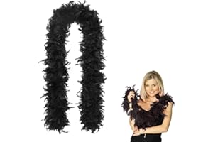 Dyiouxin Boas de Plumas,200cm Plumas Negras,Plumas Negras para Disfraz,Accesorio de Disfraz Años 20,para Carnaval en Calle,Cumpleaños,Conciertos,Carnaval,Decoración de Mesa, Halloween,Fiesta