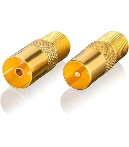 2x F-Stecker Auf TV-Buchse Adapter - Koaxialkabel Adapter Für DVB-T2 & HD-TV