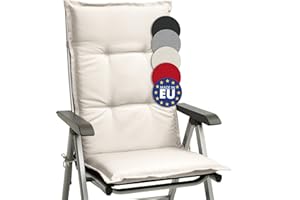 Beautissu cojín para sillas de Exterior, tumbonas, mecedoras o Asientos con Respaldo Alto Base HL 120x50x6 Placas compactas de gomaespuma - Natural