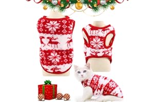 QETRABONE Christmas Snowflake Elk Pattern Pet Clothes,Cat Dog Christmas Outfit, Small Medium Dogs Cats Costumes, New Year Clothing Accessories for Small Pet Cat Dog (Snowflake-S)