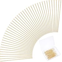 Produktbild von DHER Kopfstifte 100 Stück, 40 Mm Edelstahl Perlennadeln Mit Rundkopf (0,6 Mm) Für DIY Schmuck In Gold Oder Silber