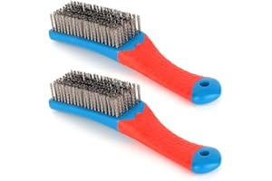 HAUTLLAIF Drahtbürsten für die Reinigung, robuste Edelstahldraht-Kratzbürste für Metallrost, Farbschrubben mit gummiertem Griff, 2 Stück