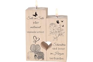 LUCKYYDS Herzförmiger Kerzenhalter - Schwester Geschenk，Kerzenhalter Geschenke An Meine Schwester，Beste Schwester Geschenke，Geschenk Schwester Geburtstag，Geschenkideen für Große Schwester