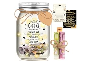 Johiux LED Flaschenlicht Geldgeschenke Geburtstag 40,Geschenke 40 Geburtstag Frau Man,Geburtstag Geldgeschenke Verpackung,40.Geburtstagsgeschenk Geld Leuchtflasche Coole Geschenkideen.