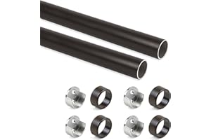 Emuca - Kit de barra de armario D.28 x 750mm y soportes, moka, Lote de 2