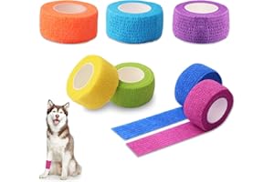 Æ— Å“Ç‰Œ Pet Vet Wrap, 7 Rolls Self Adhesive Dog Bandages, Non-Woven Elastic Breathable Vet Wrap Bandage Tape for Pet Animals