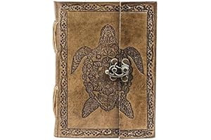 OVERDOSE Cuaderno de diario TORTOISE - Diario antiguo hecho a mano para hombres y mujeres Cuaderno de bocetos de cuero Cuaderno de dibujo - Tamaño 5 x 7 pulgadas | 12x17cm | A6