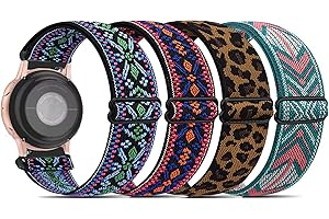 DKGKOO 4-Pack Elastic Nylon Straps 18mm 19mm 20mm 22mm Quick Release Watch Band Nylon Watch Strap for Samsung Galaxy/Garmin/Fossil/Amazfit/Huawei Watch Nylon Stretchy Replacement Strap