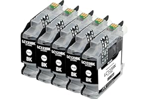 Supply Guy 5 kartridże z czipem kompatybilne z Brother LC-123 DCP-J132w DCP-J150 DCP-J152w DCP-J152wr DCP-J172w DCP-J4110dw DCP-J4110w