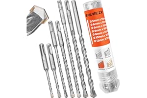 BAUBECK SDS Plus Bohrer Set für Beton [7tlg - Ø5-12 bis zu 210mm lang] - Langlebig und Robust aus 40CR Stahl für Präzise Ergebnisse - Bohrer Set Beton Schlagbohrer SDS Bohrer Stein Betonbohrer