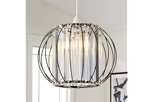 HARPER LIVING Easy Fit Pendant Shade, Matt Black Ceiling Light Shade with Diameter 27cm - Modern Lampshade for Bedroom, Kitchen, Living Room