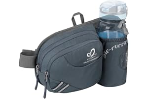 Waterfly Unisex Bum Bag with Bottle Holder, Breathable with Reflective Stripes for Running, Cycling, Camping, Climbing, Travel, for iPhone 6/7/8 Plus, Samsung, 6.5 Inches (16.51 cm), grey
