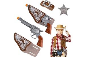 Ezydka Cowboypistol, barn, 6 delar, cowboyleksak, cowboypistol, leksak med fodral och bä för barn, för temafest, cosplay, halloween, karneval, halloween