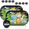 iZoeL Car Sun Shade for Baby Kids 2 PCS Static Cling Side Window Car 80GSM Animals Cars Rear Sunshades Universal with 8 Suction Cups and Storage Bag - Sun Glare and UV Rays Protection