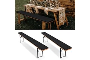 LUMAYCENS 2er-Pack bierzeltgarnitur auflage, Bierbankauflage gepolstert für Bierzeltgarnitur 220x25x3cm bierbank auflagen, XL Waschbare auflagen bierzeltgarnitur für Partyzeltgarnitur(schwarz, wasserdicht)