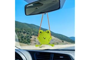 HOPTON Cute Frog Car Hanging Accessories, Handmade Crochet Pendant, Animals Crochet Hanging Accessories for Car Rear View Mirror Decoration