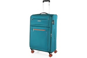 JASLEN - Lekkie walizki duże - Duża miękka walizka z poliestru EVA na kółkach 75 cm - Lekkie walizki duże z zamkiem szyfrowym TSA - Miękka duża walizka na 4 kółkach - Lekka, Turkusowy