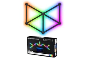 TOHETO RGB Wall Light, LED DIY Geometry Splicing Gaming Lights, Backlit Modular Wi-Fi Colour Changing Home Decor Lights Work with Alexa and Google Assistant for Game Room, Bedroom (9 Lines, Black)