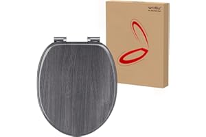 WOLTU Wooden Toilet Seat, Soft Close WC Seat with Strong Hinge Ideal for Standard Toilet Grey Maple O-Shape