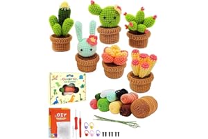Torlaist 6 in 1 DIY Plant Pot Crochet Kits, Complete Crochet Kit for Beginners Adults with Step-by-Step Instructions and Video Tutorials, Perfect Beginner Crochet Kit for Easy Learning & Gift Giving