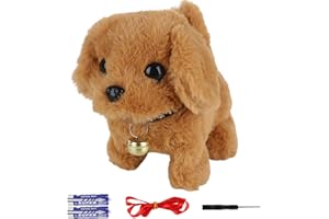 Lotvic Cane Giocattolo, Peluche Elettronico Cane Giocattolo con Guinzaglio, Peluche Cane Giocattolo che Cammina e Abbaia, Cagnolino Interattivo per Bambini, per 3 4 5 6+ Anni Bambini Regali