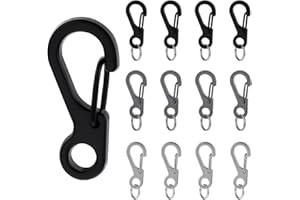 Qianyu Confezione da 12 piccoli moschettoni in metallo a molla, ganci multiuso mini paracord da appendere per zaino, cinghia per fotocamera, torcia, campeggio, escursionismo, portachiavi accessori