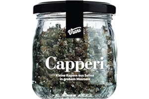 Viani CAPPERI - Kapern aus Salina in Meersalz - Kapern in grobem Meersalz - 120g