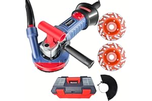 FANZTOOL FANZWORK Ponceuse à béton, 1500 W, Vitesse de Rotation Réglable, avec Meule Diamantée de Qualité Supérieure de 125 mm, Capot d'aspiration, Poignée en forme de T (avec 2 meules de 125 mm)