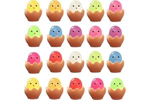IWIIO 20pcs Luminous Mini Chicks Figurines Resin Miniature Animals, Tiny Chickens Miniature Glow in The Dark for Dollhouse, Mini Resin Animals for Easter Egg Fillers, DIY Project, Garden, Dollhouse