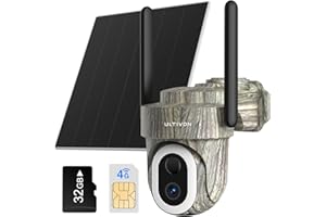 ULTIVON 4G Cámara Vigilancia Exterior con Panel Solar, 2K Cámara de Vigilancia Inalámbrica, Monitoreo de movimiento PIR, Panorámica 360°, Audio Bidireccional, camara vigilancia exterior sin WIFI, IP66