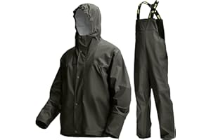 Navis Marine Men’s PRO Rain Suit Set – Heavy Duty Waterproof Jacket & Bib Trousers with Reflective Strips for Outdoor Workwear, Fishing & Extreme Weather WS-005