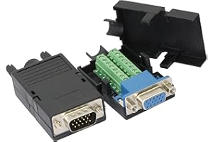 CERRXIAN D-SUB DB15 3-rzędowe złącze VGA 3+9 męskie + żeńskie 15-pinowe złącza wtykowe (1 para)