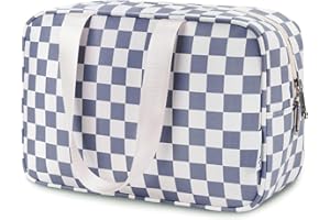 NARWEY Pełnowymiarowa kosmetyczka duża kosmetyczka podróżna kosmetyczka organizer dla kobiet, ZZ-szaro-niebieska szachownica