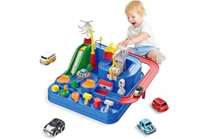 GENERIC BASAMOU Auto Spielzeug Rennstrecken ab 3 4 5 6 Jahre Jungen Mädchen, Track Cars Spielzeug, Abenteuer Autopark enthält 4 Spielzeugautos, Geschenk für Jungen Kinder (6 Tasten)